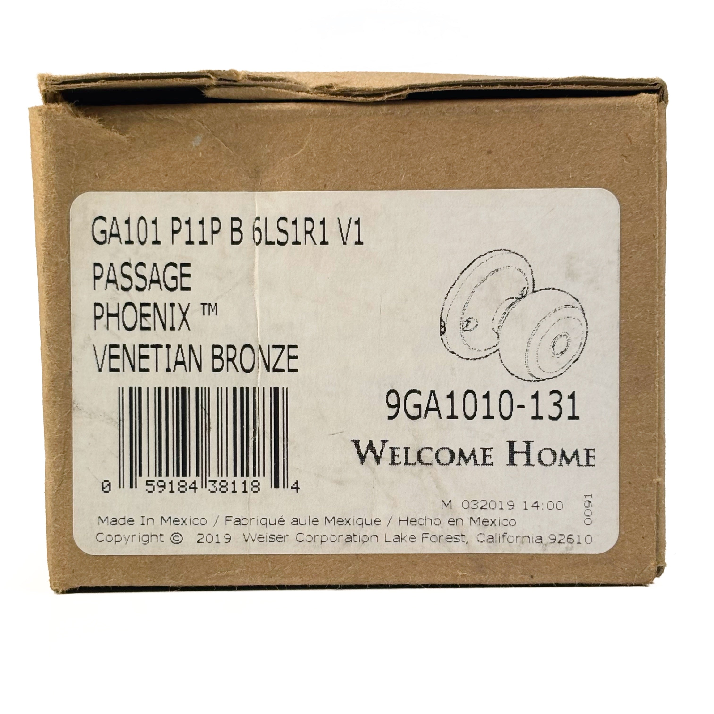 Hall and Closet Passage Lockset Venetian Bronze