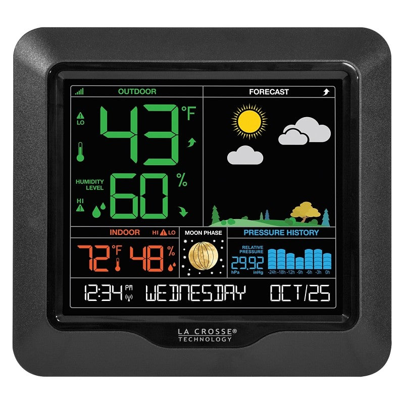 La Crosse 308-1416 Weather Station with Backlight and Barometric Pressure, Battery, 10 to 99 % Humidity Range