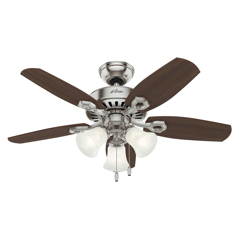 Hunter Builder Series 52106 Ceiling Fan, 5-Blade, Brazilian Cherry/Harvest Mahogany Blade, 42 in Sweep, MDF Blade