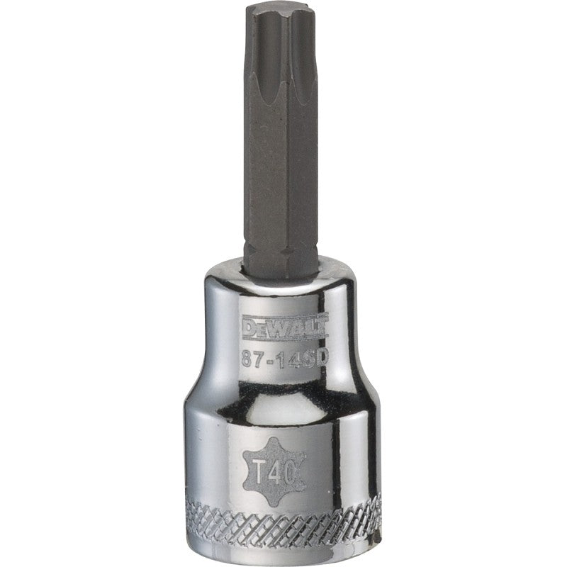 DEWALT DWMT87145OSP Torx Bit Socket, T40 Tip, 3/8 in Drive, Polished Chrome Vanadium