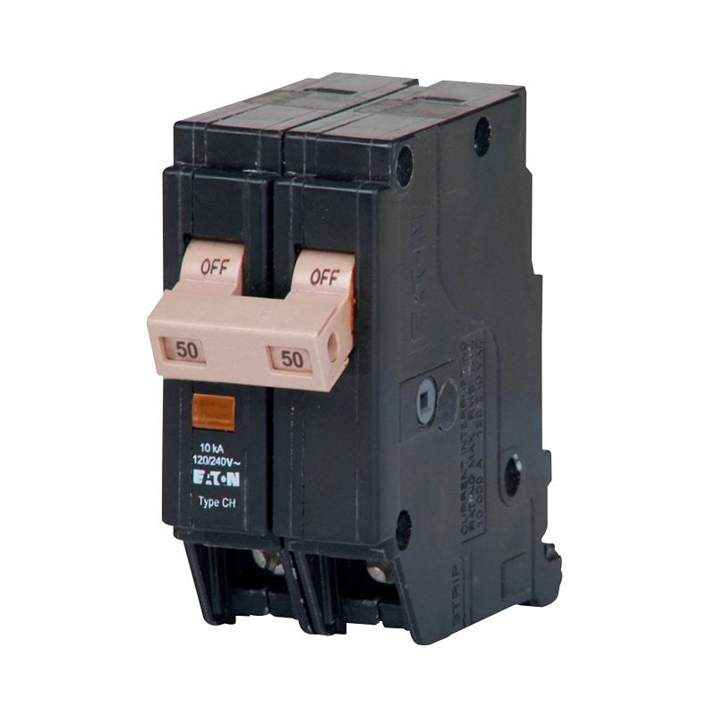 Cutler-Hammer CHF250 Circuit Breaker with Flag, Mini, Type CH, 50 A, 2 -Pole, 120/240 V, Instantaneous Trip