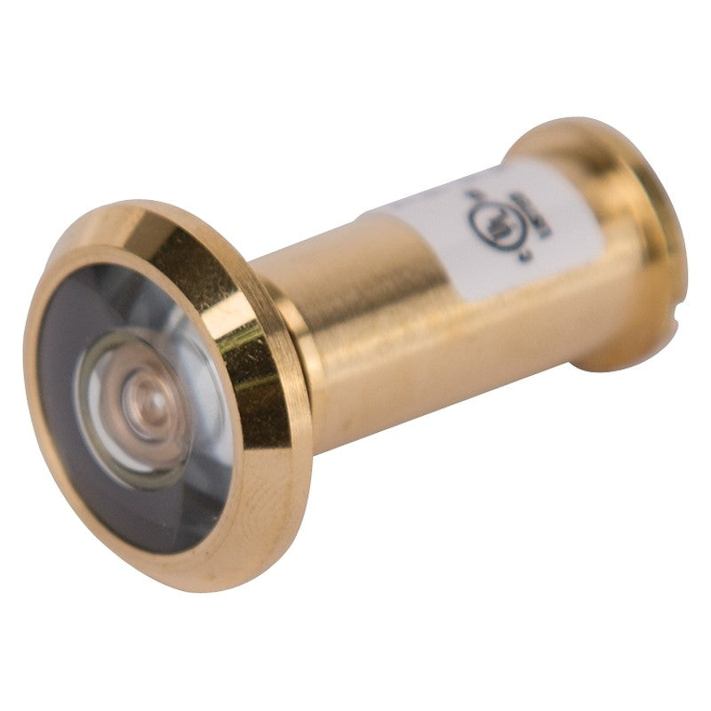 ProSource LR-002BB-PS Door Viewer, 200 deg Viewing, 1-3/8 to 1-3/4 in Thick Door, Solid Brass, Brass