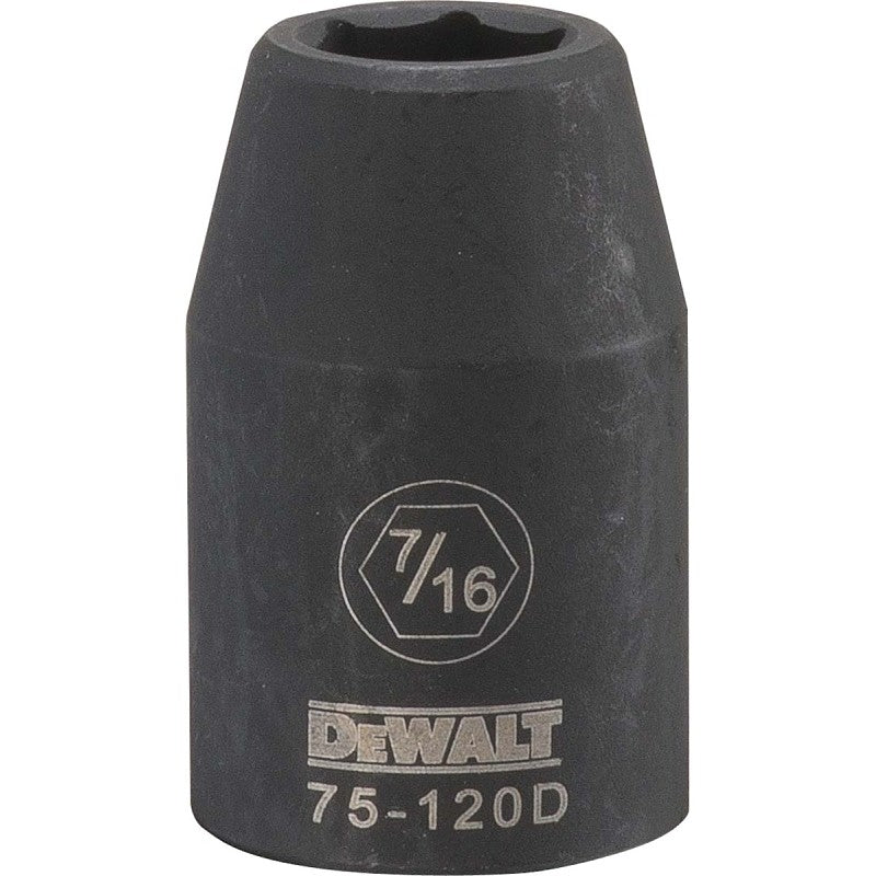 DEWALT DWMT75120OSP Deep Impact Socket, 7/16 in Socket, 1/2 in Drive, 6-Point, Steel, Black Oxide