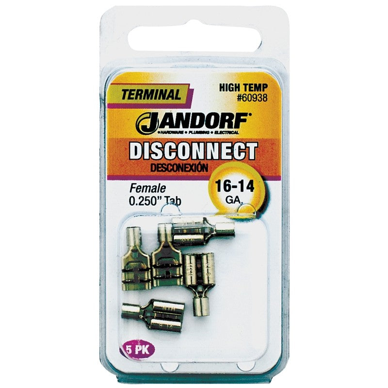 Jandorf 60938 Disconnect Terminal, 16 to 14 AWG Wire, 5/PK