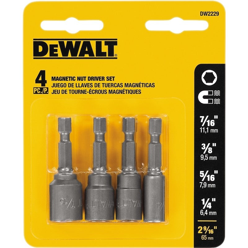 DEWALT DW2229 Nut Driver Set, 4-Piece, Magnetic, Steel