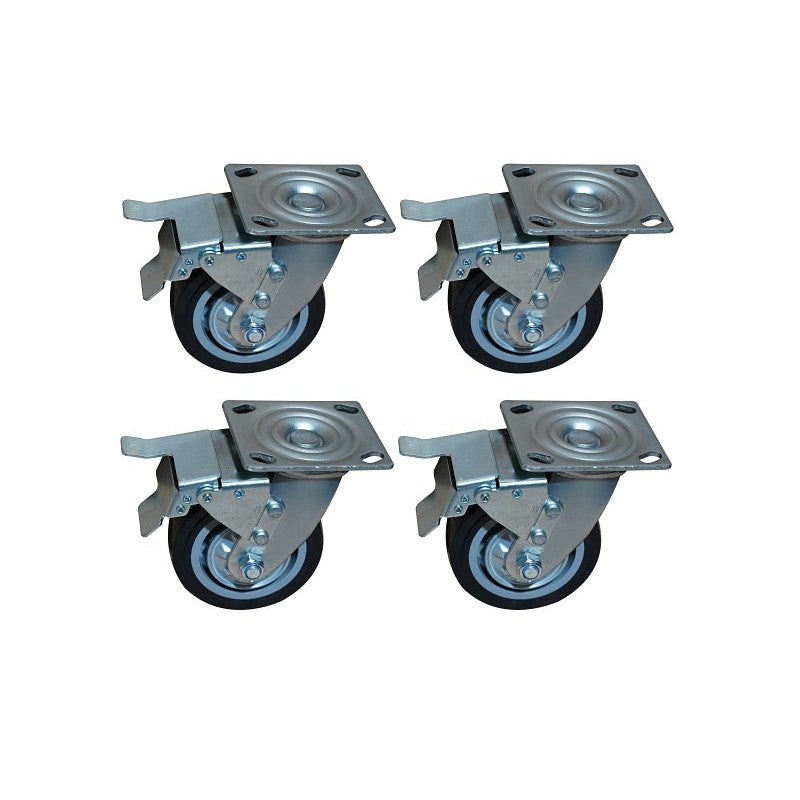 Vulcan YTL-002-742 Caster Set, 5 in Dia Wheel, 2 in Thick Wheel, 300 lbs Load, PU & Steel, Black & Silver