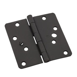 Security Stud 4 Inch 1/4 Radius Door Hinges Black 3 Pack