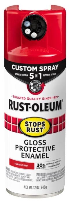 Rust-Oleum 376899 5-In-1 Enamel Paint, Gloss, Sunrise Red, 12 oz, Aerosol Can