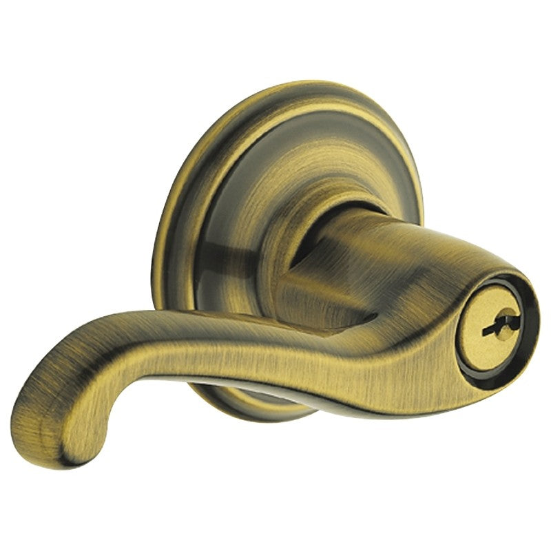 Schlage F Series F51A FLA 609 Entry Lever, Mechanical Lock, Antique Brass, Metal, Residential, 2 Grade