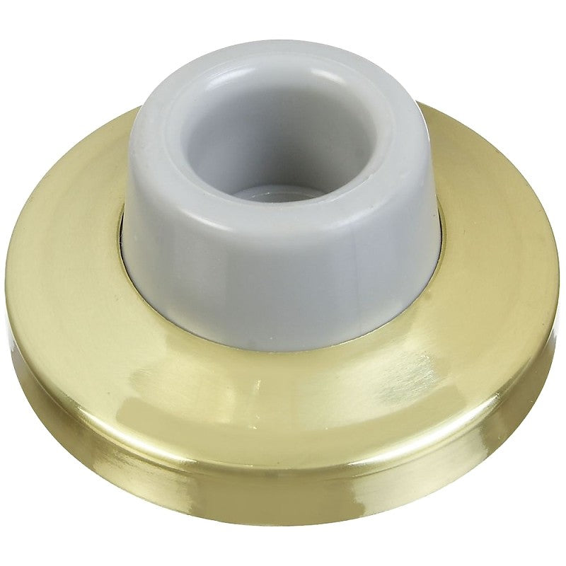 National Hardware N198-069 Door Stop, 2.34 in Dia Base, 1 in Projection, Brass/Rubber, 3.4 in H