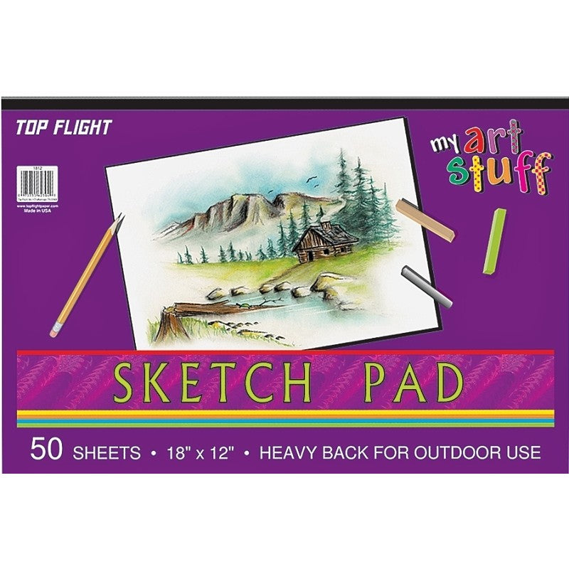 Top Flight 4807304 Sketch Pad, Drawing Sheet, 18 in L x 12 in W Sheet, 50-Sheet (Pack of 3)