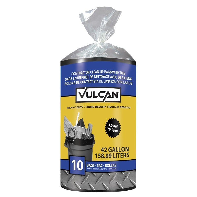 Vulcan FG-03812-06 10CT Contractor Trash Bag, 42 gal, Polymer, Black