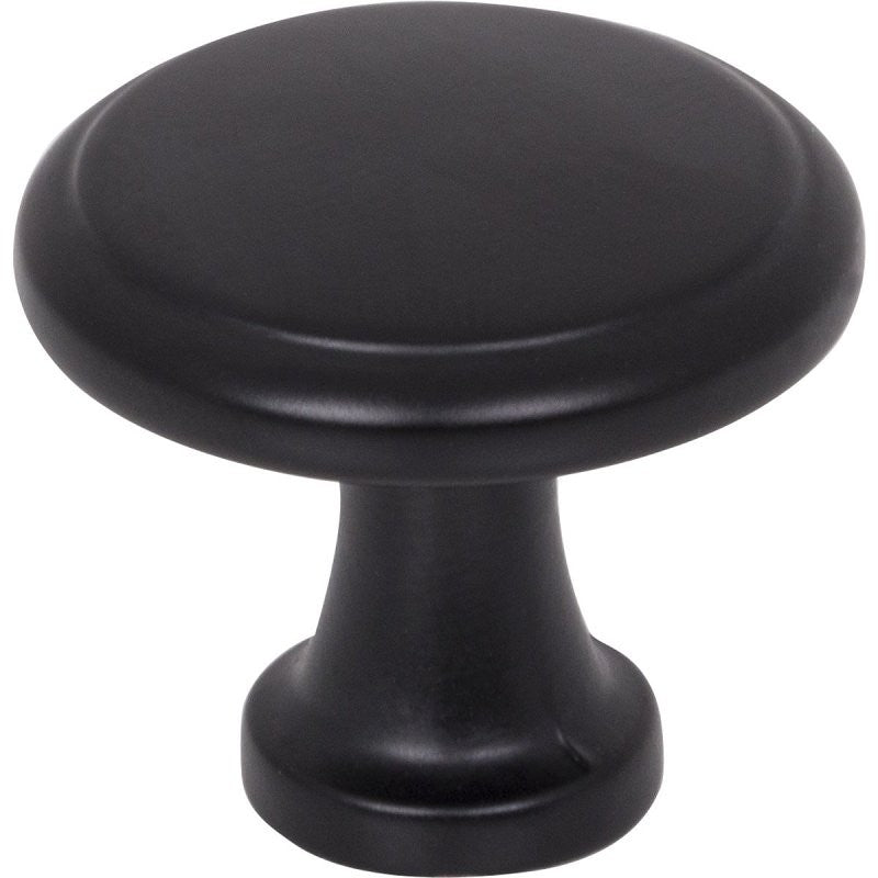 KasaWare K997MB-10 Flat Round Cabinet Knob With Step, 1 in Projection, Zinc, Matte Black