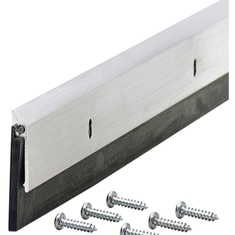 M-D 69604 Door Sweep, 48 in L, 1-1/4 in W, Aluminum Flange
