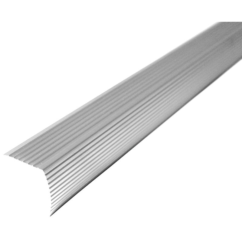 M-D 43309 Fluted Stair Edge, 36 in L, 1.22 in W, Metal, Satin Silver