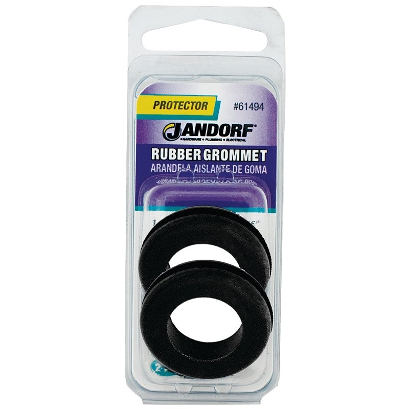 Jandorf 61494 Grommet, 3/4 in ID, 1-9/32 in OD, Rubber, Black, 5/16 in Thick Panel