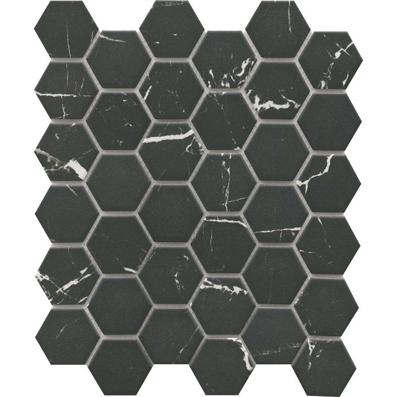 Emser Tile Elegan Series W95ELEGNE1113MH2M Porcelain Mosaic Tile, 13 in L Tile, 11 in W Tile, Pressed Edge, Nero