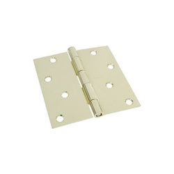 Door Hinges 4 Inch Square Corner Polished Brass 2 Pack