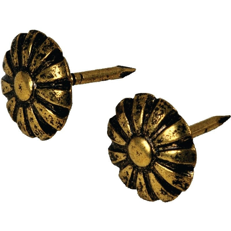 Hillman 122681 Furniture Nail, Antique Brass, Daisy Head (Pack of 6)