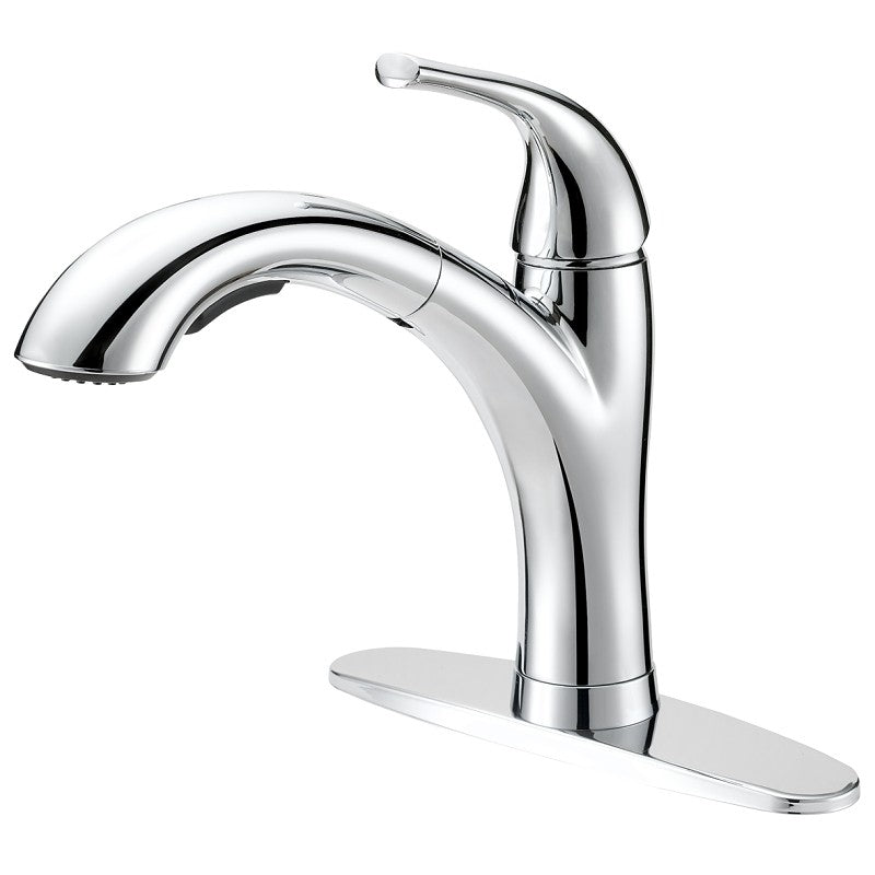 Boston Harbor TOBI21040009CP Pull-Out Kitchen Faucet, 1.8 gpm, 1-Handle, 1, 3-Faucet Hole, Metal/Plastic, Deck