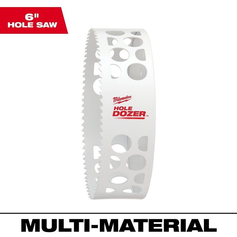 Milwaukee 49-56-9656 Hole Saw, 6 in Dia, 1-5/8 in D Cutting, 1/2-20 Arbor, 4, 5 TPI, Bi-Metal Cutting Edge