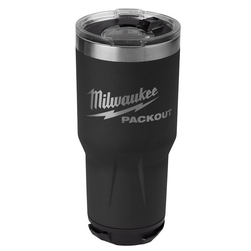 Milwaukee PACKOUT 48-22-8393B Tumbler, 30 oz, Sliding Magnetic Lid, Metal, Black, Insulated