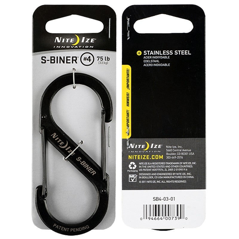 Nite Ize S-Biner Series SB4-03-01 Dual Carabiner, #4 Dia Ring, Stainless Steel