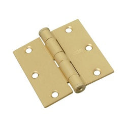 Commercial Door Hinges 3-1/2 Inch Square Corner Satin Brass 2 Pack
