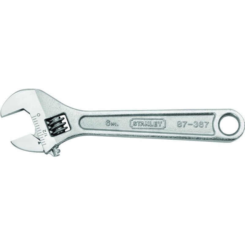 STANLEY 87-367 Adjustable Wrench, 6 in OAL, 1-1/20 in Jaw, Steel, Chrome