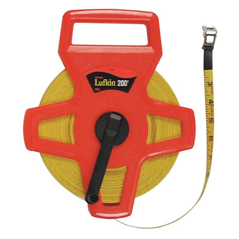 Crescent Lufkin FE150/1707 Tape Measure, 150 ft L Blade, 1/2 in W Blade, Fiberglass Blade, ABS Case, Orange Case