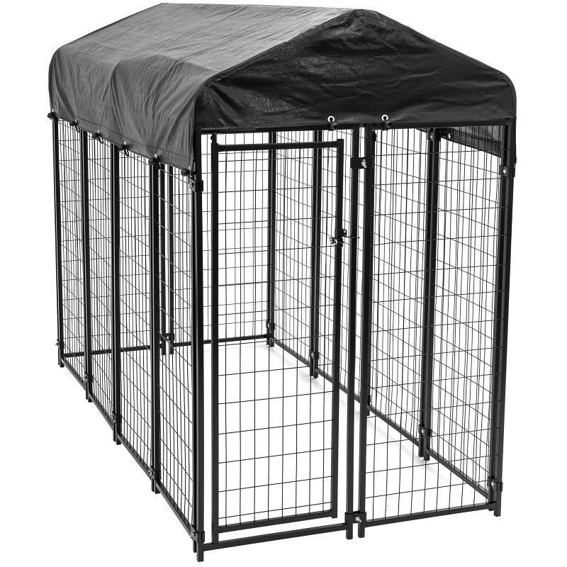 Lucky Dog CL 60548 Uptown Kennel, 8 ft OAL, 4 ft OAW, 6 ft OAH, Steel, Powdered, Black