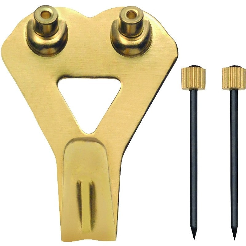 OOK 50025 Picture Hanger, 50 lb, Steel, Brass, 2 Hooks, 4 Nails