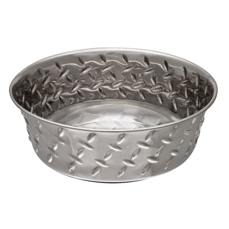 Loving Pets 7255 Pet Feeding Dish, M, 1 qt Volume, Rubber Base/Stainless Steel Body, Silver