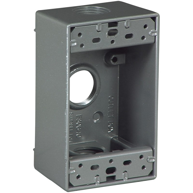 Eaton Wiring Devices 1116-SP Outlet Box, 3-Outlet, 1-Gang, Aluminum, Black, Powder-Coated, Wall