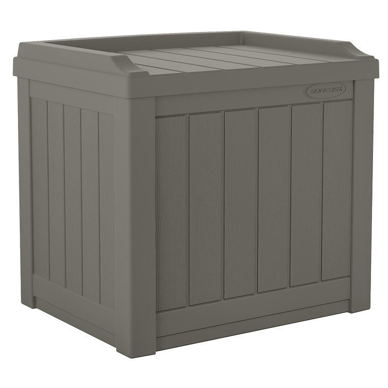 Suncast SS601ST Deck Box with Storage Seat, 22 in W, 17 in D, 20-1/2 in H, Resin, Stoney