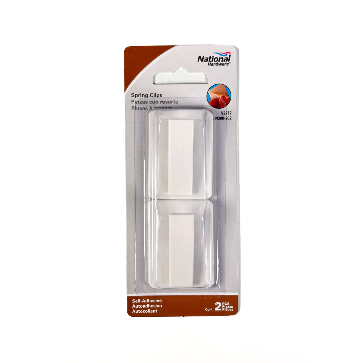 Self Adhesive Spring Clips White 2 Pack