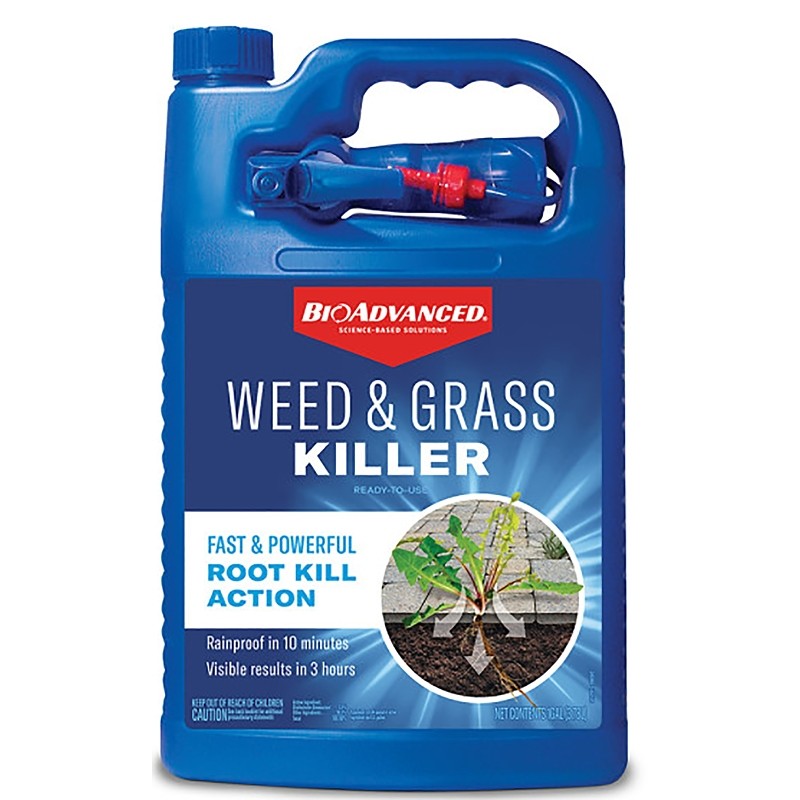 BioAdvanced 704198A RTU Weed and Grass Killer, Liquid, Light Blue, 1 gal Bottle