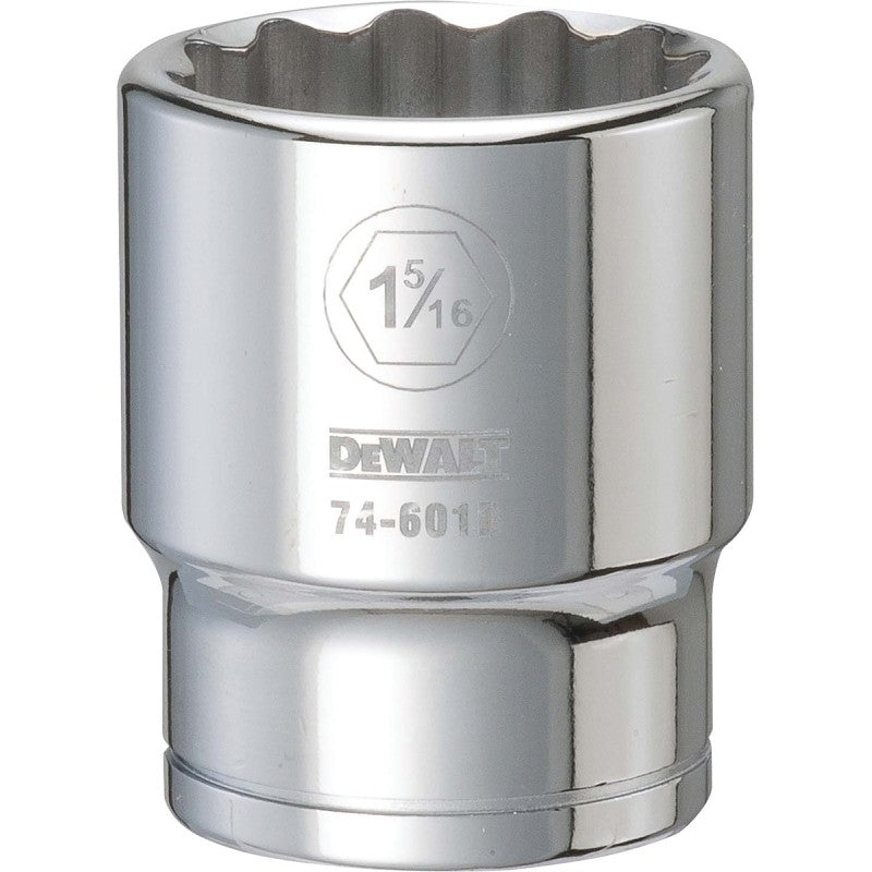 DEWALT DWMT74601OSP Drive Socket, 1-5/16 in Socket, 3/4 in Drive, 12-Point, Vanadium Steel, Polished Chrome