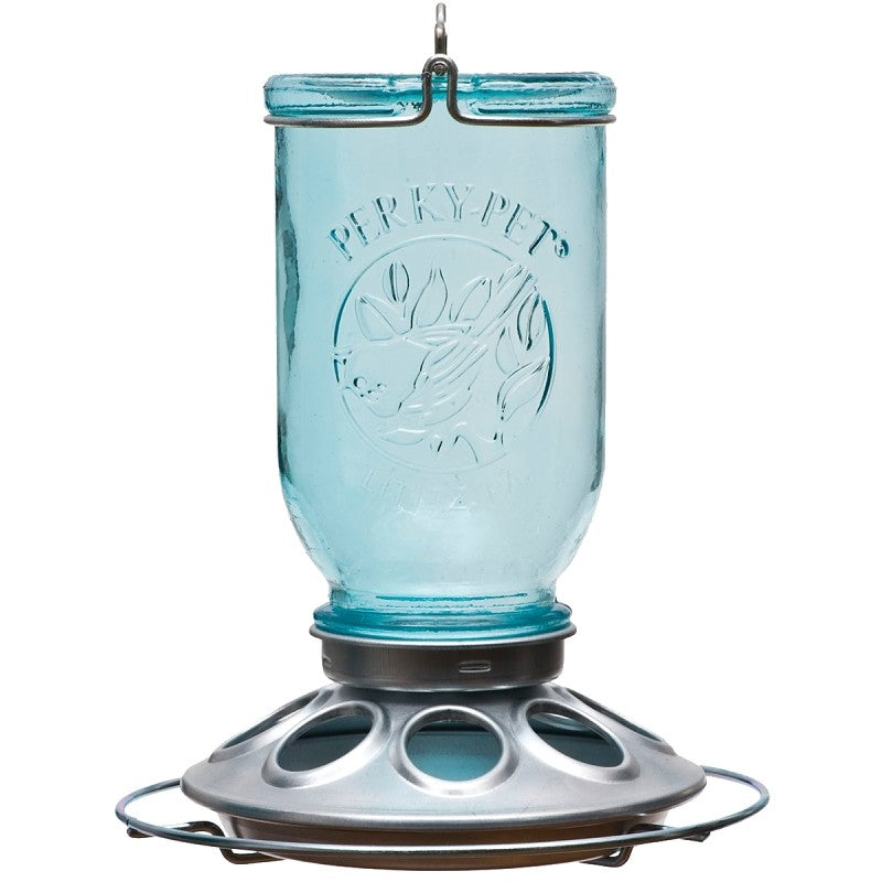 Perky-Pet 784 Wild Bird Feeder, Mason Jar, 1 lb, Vintage Blue, Hanging Mounting (Pack of 2)