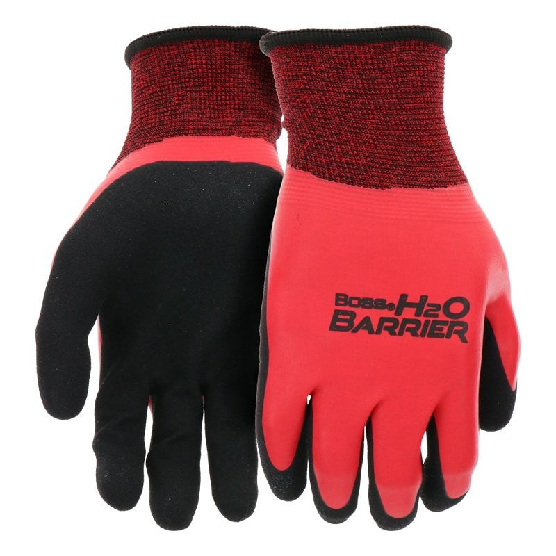 Boss Tactile Grip H20 Barrier Series B32231-L Gloves, Men's, L, Elastic Knit Wrist, Slip-On Cuff, Latex Coating