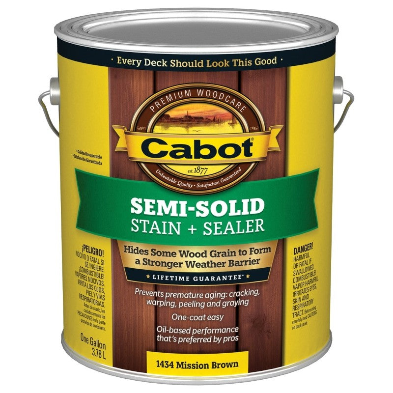 Cabot 140.0001434.007 Deck and Siding Stain, Mission Brown, Liquid, 1 gal (Pack of 4)