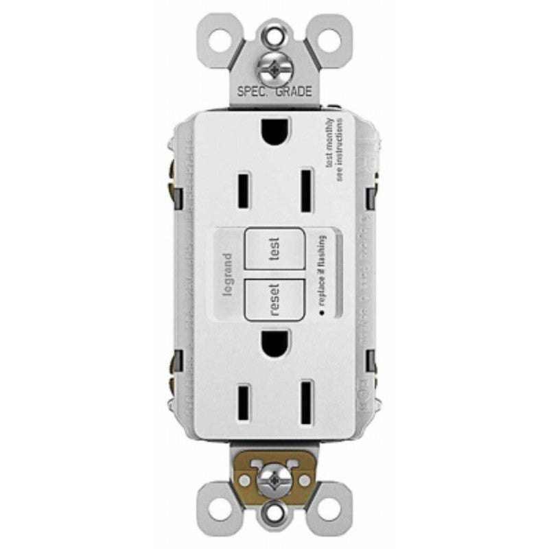 Pass & Seymour radiant Series 1597TRW3PKCC4 GFCI Duplex Receptacle, Nylon, White, 2-Pole, 3-Wire, 125 VAC, NEMA: 5-15R