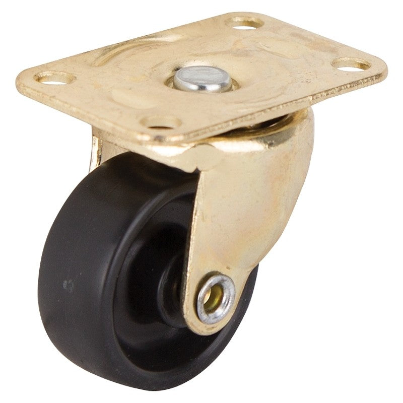 ProSource JC-B02-PS Swivel Caster, 1-1/4 in Dia Wheel, 1/2 in W Wheel, Plastic Wheel, Black, 40 lb