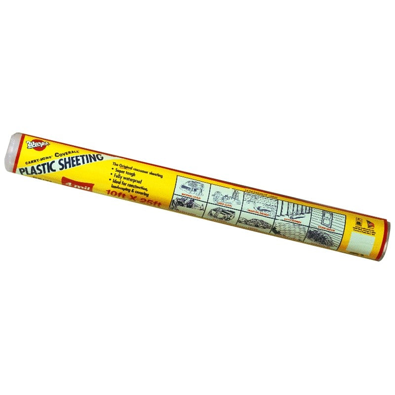 Warp's 4CH10 Poly Film, 4 mil Thick, 25 ft L, 10 ft W, Clear (Pack of 4)