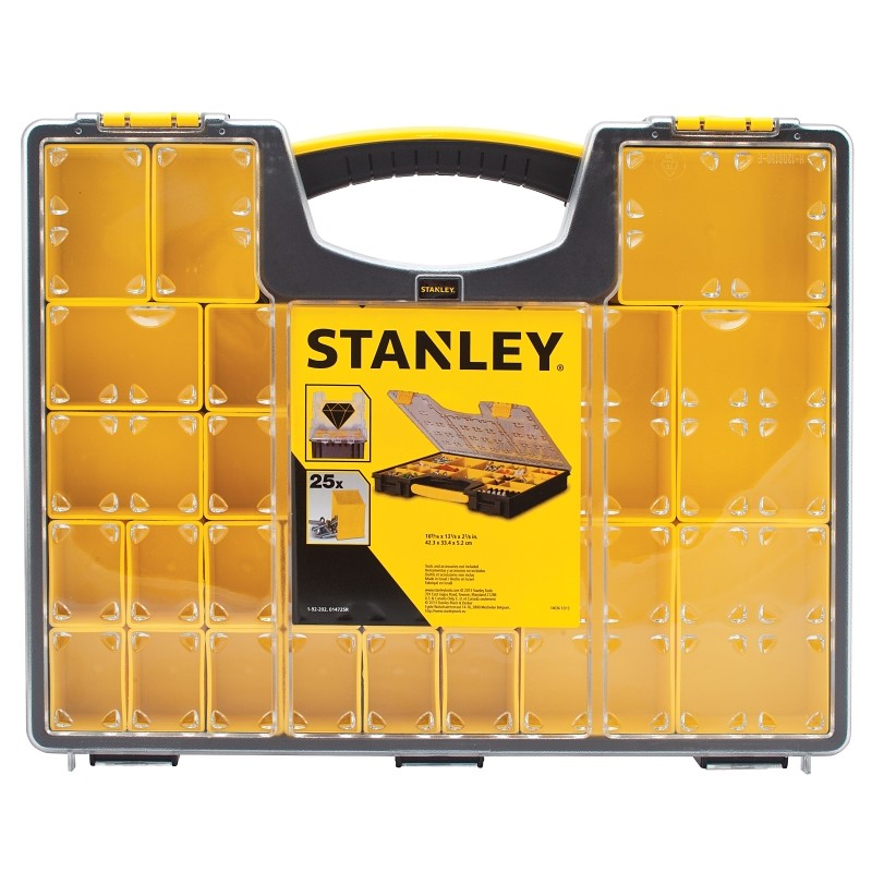 STANLEY 014725R Tool Organizer, 25-Compartment, Black/Clear Yellow