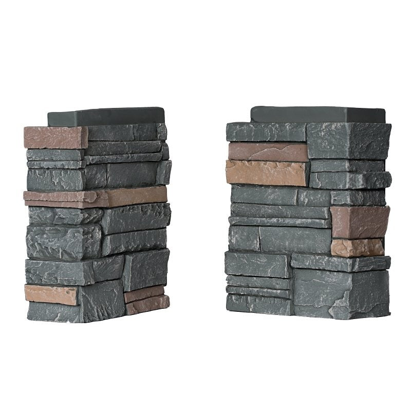 DuraKwik Stone 310YHC Siding Corner, 13 in L, 10 in W, 4 in Thick, Interlocking Edge, Stacked Stone Profile