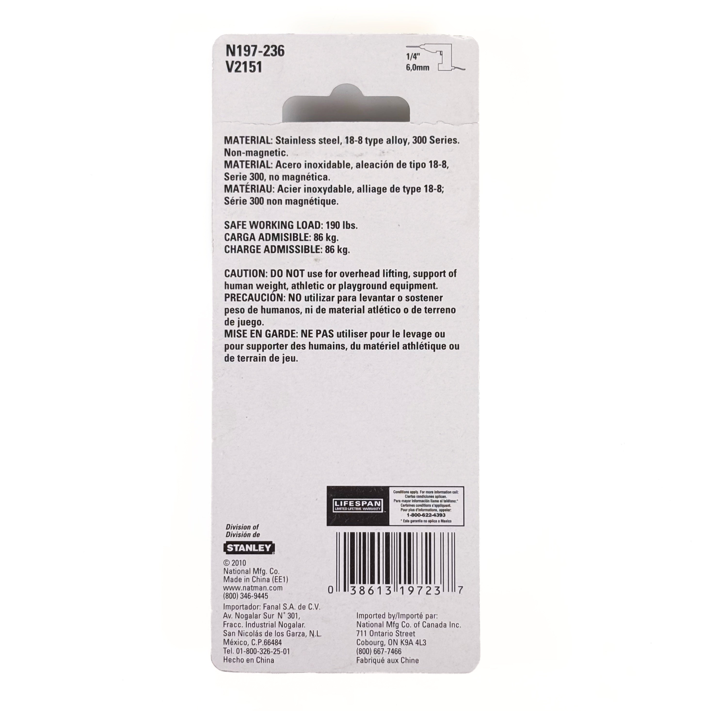 Lag Thread Screw Eye 5/16 By 4 Inch Stainless Steel