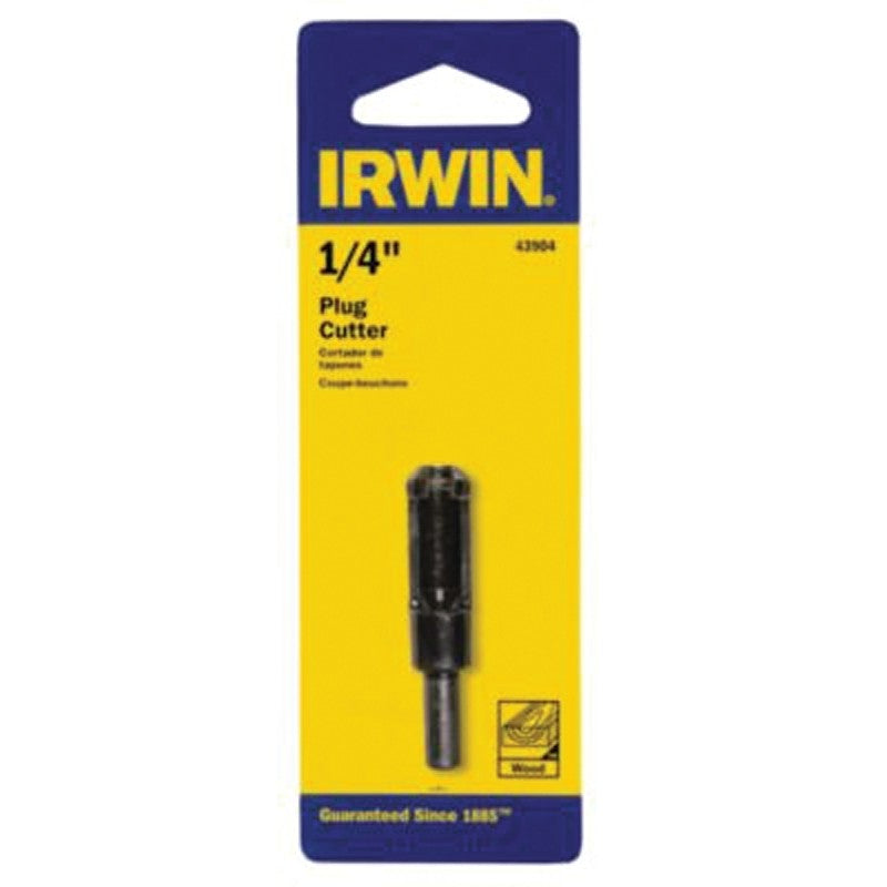 Irwin 43904 Plug Cutter, 1/4 in Dia Cutter, 1/4 in Dia Shank, Carbon Steel