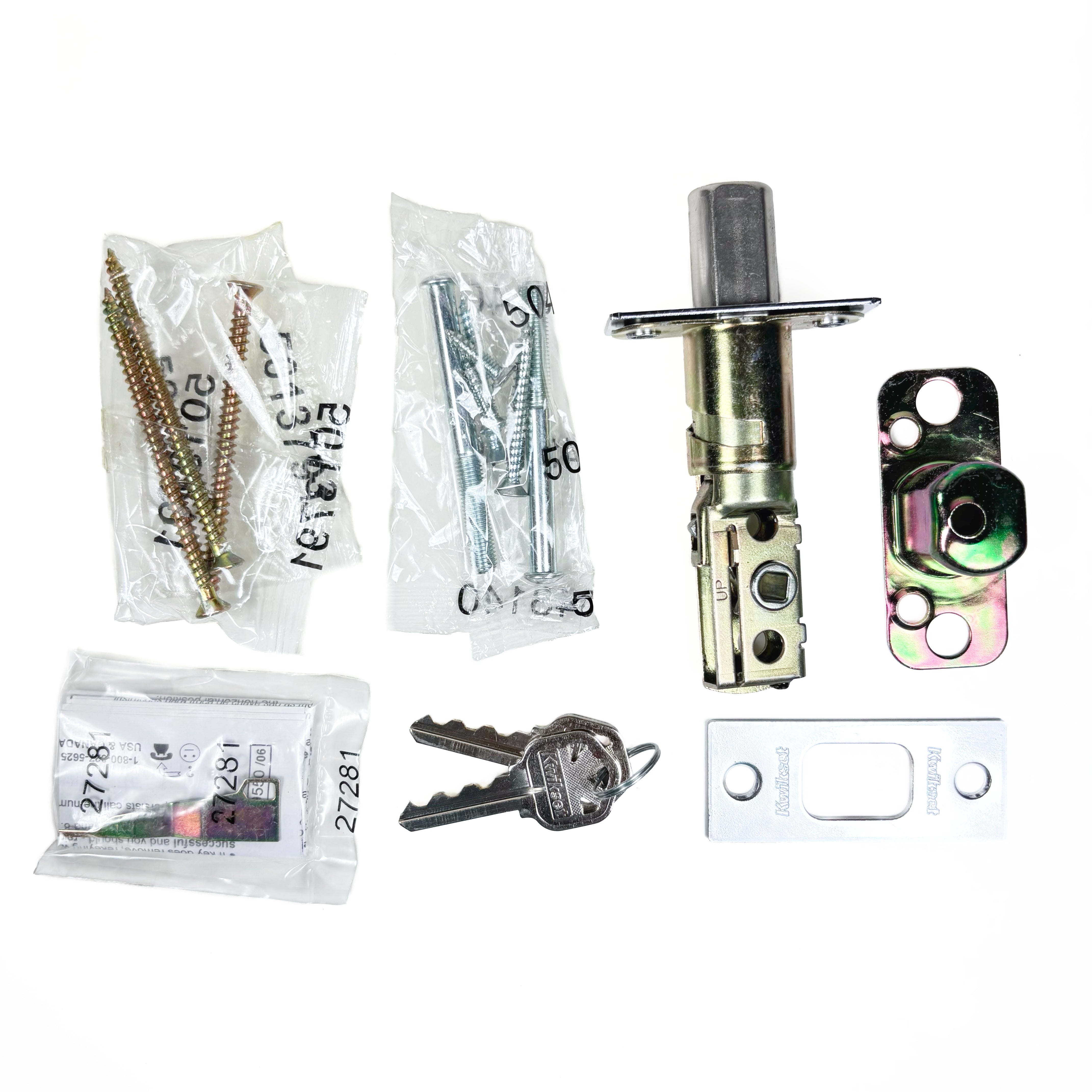 Contemporary Round Single Cylinder Smartkey Deadbolt Satin Chrome Square Corner Latch
