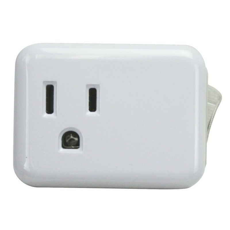 PowerZone ORES001 Outlet Tap with On Off Switch, 1-Outlet, White